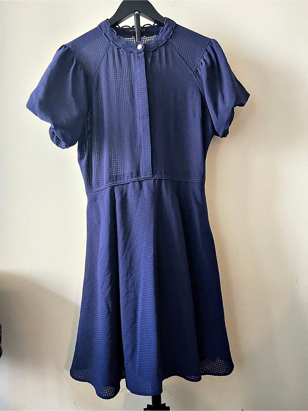 Cynthia Steffe Navy Blue Puff Sleeve Fit & Flare Dress Size 8